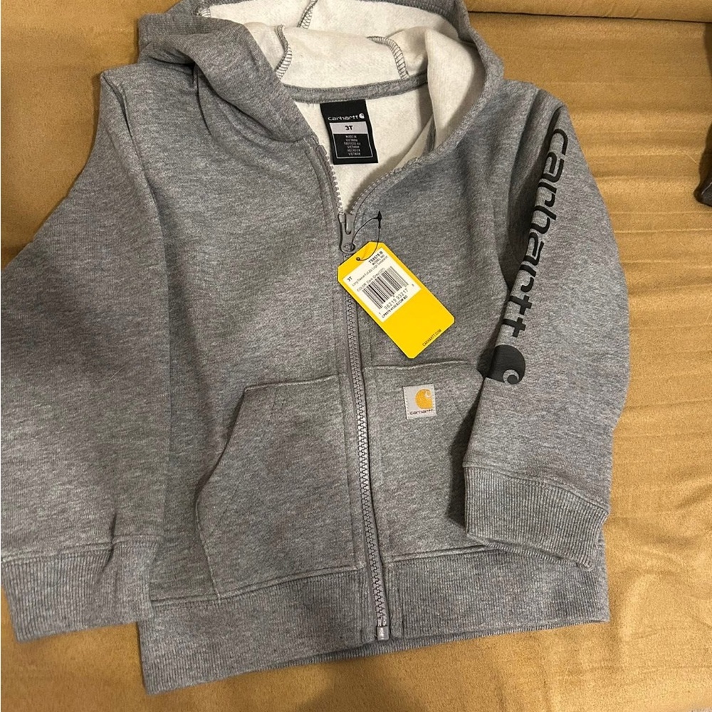 Carhartt Kids Heather Gray Zip-Up Hoodie 3T- NWT